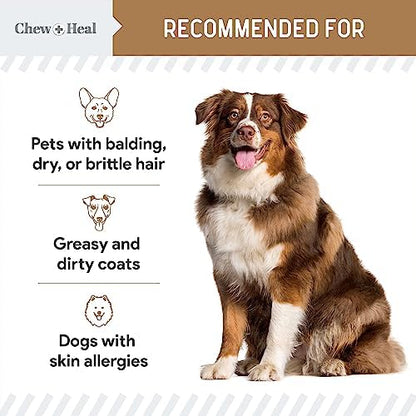 Omega 3 Fish Oil for Dogs, Peanut Butter - 360 Soft Chews for Skin and Coat