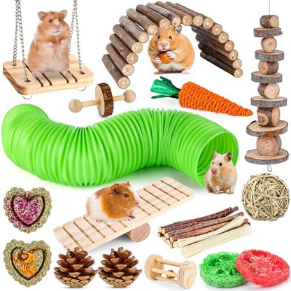 Hamster Toys Set, Guinea Pig Toys Bunny Small Animal Chewing Toy for Cage