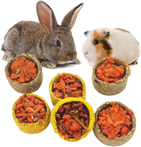 Apatal6 Pcs Rabbit Chew Toys Natural Baked Grass & Pumpkins Rabbit Treats Teeth Grinding Guinea Pig Treats Bunny Molar Toys for Guinea Pigs Bunny Hamster Chinchillas Gerbils