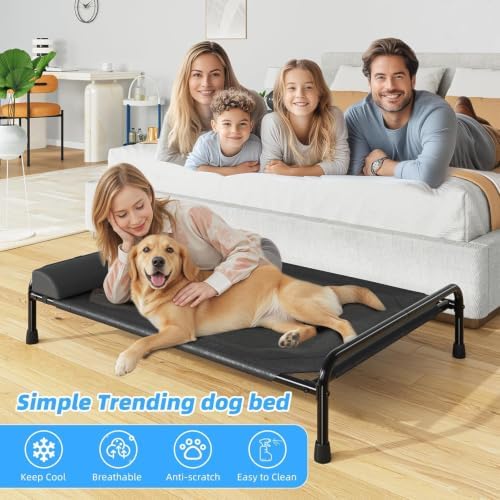 Simple Trending Elevated Dog Bed for Large Dogs, 44.5" x 31", Black