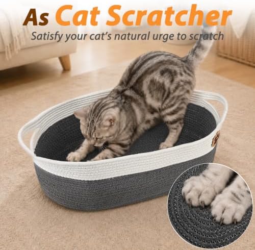 SZEE 2 Pack Stimulicat Handwoven Cat Basket, Large Instinct Cat Bed Baskets