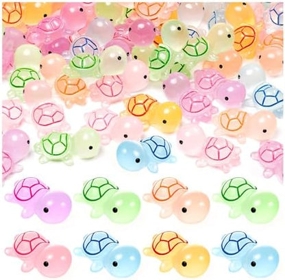 150PCS Luminous Mini Resin Sea Turtle Figurines Cute Tiny Turtles for Micro