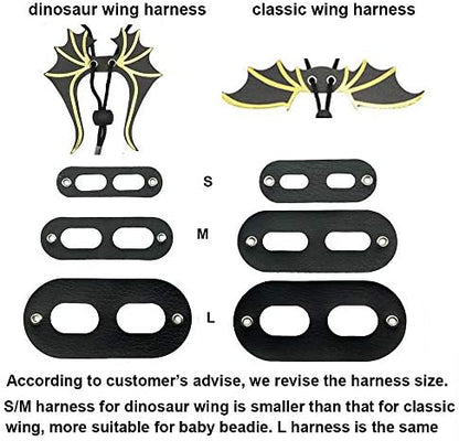 ADOGGYGO Bearded Dragon Leash Harness Set, 3 Size Harness, Dinosaur Wing
