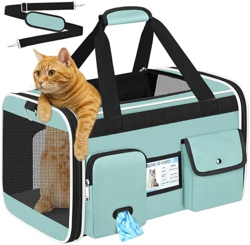 HUANLANG Large Cat Carrier Travel Soft Sided Pet Carrier Airline Approved