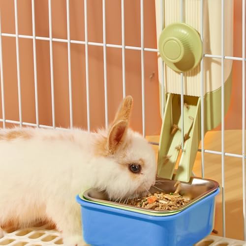 Pet Hanging Bowl for Crates, 2 in 1 Small Dog Puppy Bowl Removable Stainless Rabbit Cat Feeder Food Water Bowls for Puppy Cat Bird Rabbit Hamster Guinea Pig Ferret Small Animals