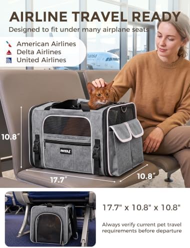 Soft Sided Pet Carrier, Travel Friendly, Small to Medium Cats 15 lbs