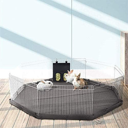 Rabbit Hay Feeder Bag Hanging Hay Rack (Pattern Black, 2 Windows)