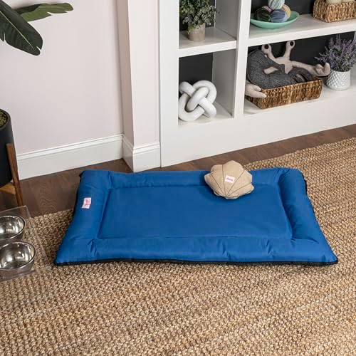 DBD3004D-M Archie 29.5" x 22.5" Traditional Oxford Waterproof Indoor/Outdoor Hand-Washable Memory Foam Camping Pet Bed, Cobalt