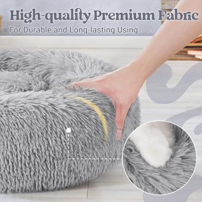 rabbitgoo Calming Cat Beds for Indoor Cats, 20 inches, Light Grey
