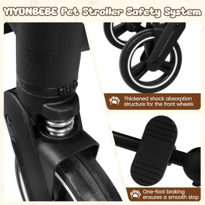 Foldable Double Pet Stroller for 2 Small Medium Cats Dogs