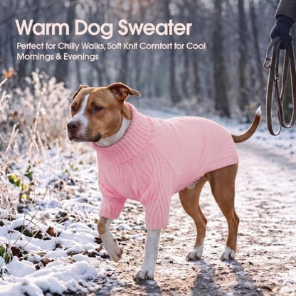 Turtleneck Dog Sweater, Thermal Knitted Sweater for Small Dogs (Pink, M)