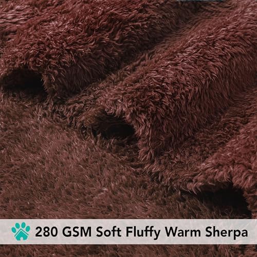 PetAmi Soft Plush Sherpa Dog Blanket for Pet Cat, Small 24x32, Brown