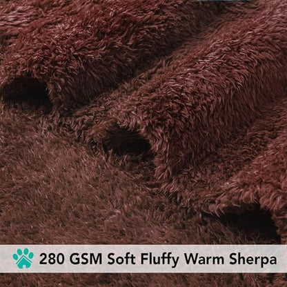 PetAmi Soft Plush Sherpa Dog Blanket for Pet Cat, Small 24x32, Brown