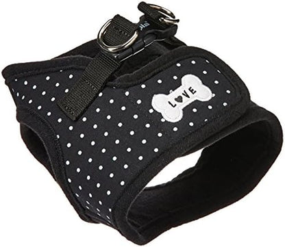 Puppia Dotty Step-in Vest Dog Harness No Pull No Choke Easy Wear Training Walking for Small Dog, Medium, Black