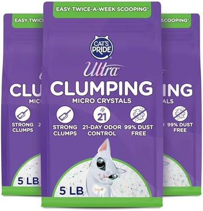 Ultra by Cat's Pride Clumping Micro Crystals Litter, Fragrance Free, 15lb