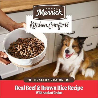 Merrick Healthy Grains Adult Dry Dog Food, Beef and Brown Rice, 4 lb Bag
