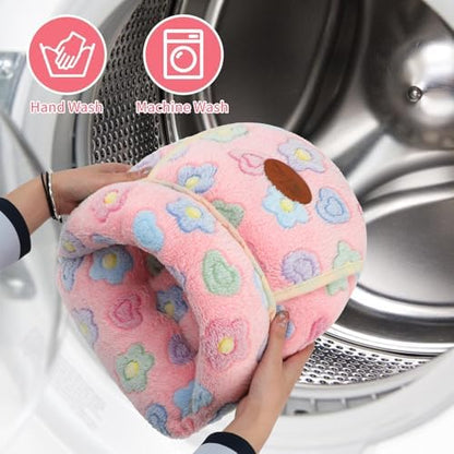 YUEPET Guinea Pig Bed Cuddle Cave, Warm Fleece Hideout, Pink Flower