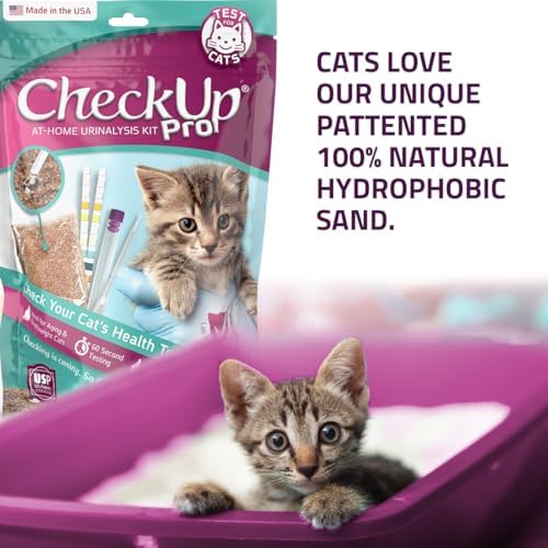 KIT4CAT CheckUp Pro at Home Cat Wellness Test for | Hydrophobic Litter to Collect Urine & 2, 10 Indicators Strips | pH, Protein, Urobilinogen, Glucose, Bilirubin, Ketone, S-Gravity, Blood in Urine