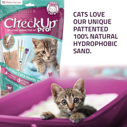 KIT4CAT CheckUp Pro at Home Cat Wellness Test for | Hydrophobic Litter to Collect Urine & 2, 10 Indicators Strips | pH, Protein, Urobilinogen, Glucose, Bilirubin, Ketone, S-Gravity, Blood in Urine