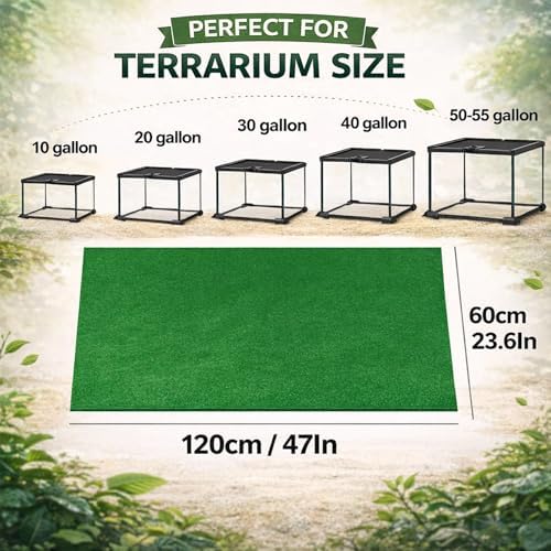 Mechpia 47" x 24" Large Reptile Carpet Terrarium Liner Bedding Reptile Substrate Mat Tank Accessories for Bearded Dragon Snake Lizard Tortoise Leopard Gecko (Green)