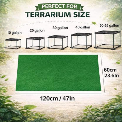 Mechpia 47" x 24" Large Reptile Carpet Terrarium Liner Bedding Reptile Substrate Mat Tank Accessories for Bearded Dragon Snake Lizard Tortoise Leopard Gecko (Green)