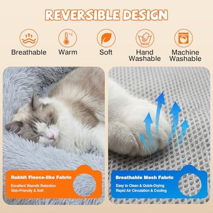 Cat Desk Bed - One-Click Folding Space-Saving Design, Desk Cat Bed with Soft Faux Rabbit Fur Cover & Breathable Mesh Fabric, Cat Hammock Supports up to 66 lbs, Remote Workers Home Gaming