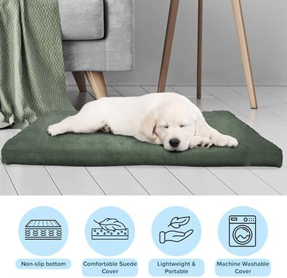 PETMAKER Dog Bed with Removable Cover â€“ 44x35 Pet Bed - 3-Inch Egg Crate Style Foam Orthopedic Dog Bed, Microsuede, and Non-Slip Crate Pad (Forest)