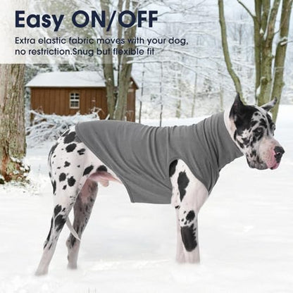 IECOii XXL Dog Sweater - Stretch Fleece Vest with Turtleneck, Grey,XX-Large