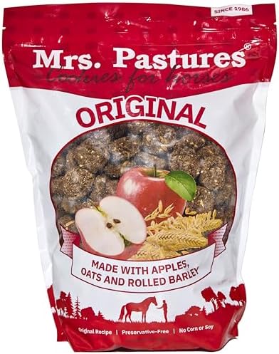 Mrs Pastures Cookies and Treats for Horses - Premium Horse Treats - Made with Apples, Oats, and Rolled Barley - Preservative Free - All Natural Ingredients - No Corn or Soy - Made in USA - (5lb Bag)