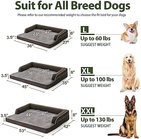 Orthopedic Washable Dog Bed for Large Dogs, 36x27in, Dark Green