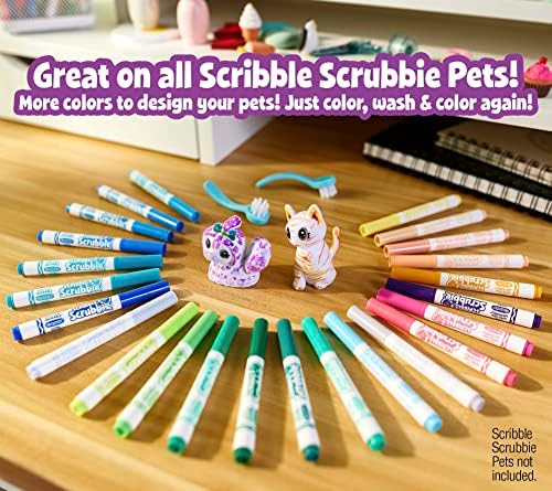 Crayola Scribble Scrubbie Pets Marker Refill & Expansion Set - 24 Washable Markers for Kids, Gifts for Girls & Boys [Amazon Exclusive]