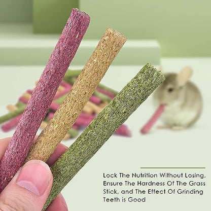 ERKOON Timothy Hay Sticks,Rabbit Chew Toys for Teeth Natural Molar Sticks Rabbits Treats for Bunnies, Chinchilla Guinea Pigs, Gerbil, Hamster (75 Pcs)