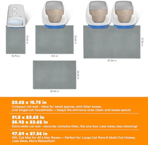 Cat Litter Mat 47"x27",Double Layer EVA Litterbox Mat Dark Gray