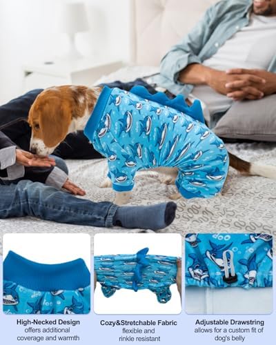 CuteBone Shark Costume Dog Pajamas, Stretchy Spandex Crystal Velvet Sleepwear Coat for Small Dogs, Soft & Warm Pet Outfit Clothes for Cold Weather, Cozy Pullover Design COSP07XS