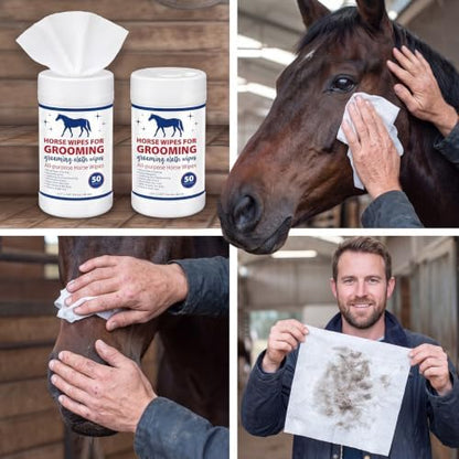 2 Pack Horse Grooming Cleaning Wipes 100 Pcs Reusable Cleaners