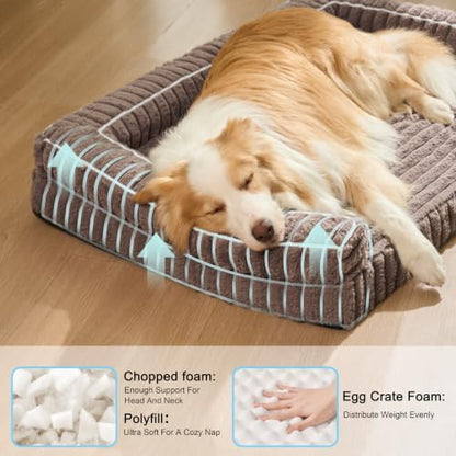 Orthopedic Large Dog Bed Furry Pet Bed, Washable Cover 48''X30''