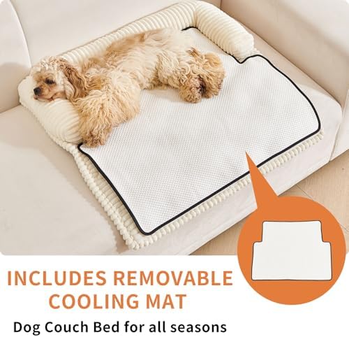 HAOMAIJIA Dog Couch Bed for Large Dogs, Non Slip Pet Couch Covers for Sofa Thick Soft Washable Dog Couch Cover Protector All Seasons Universal Dogs and Cats Bed Mat (Off White, X-Large)