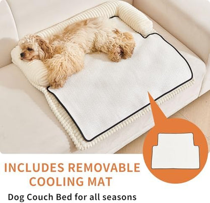 HAOMAIJIA Dog Couch Bed for Large Dogs, Non Slip Pet Couch Covers for Sofa Thick Soft Washable Dog Couch Cover Protector All Seasons Universal Dogs and Cats Bed Mat (Off White, X-Large)