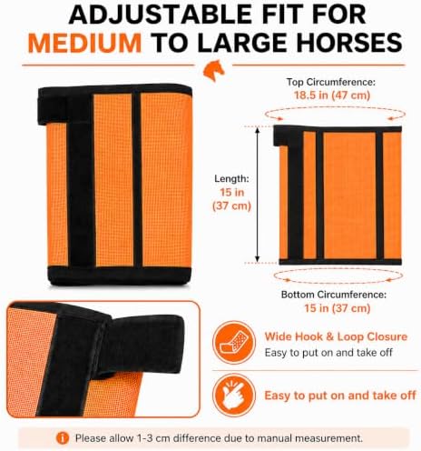 Fly Boots for Horses Set of 4 - Breathable Mesh Equine Leg Protection,Anti-Sag Stay-On Horse Fly Boots,Reduces Stomping & Fatigue,UV-Block, Adjustable Fit for Medium to Large Horses