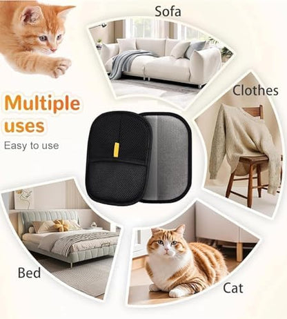 4 in 1 Pet Hair Remover with Glove, Reusable&Effective Cat and Dog Hair Removal Cleaning Tool with 17-Inch Extra Long Handle Multifunctional Fur Lint Brush for Couch,Furniture,Carpet,Clothes,Bedding