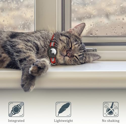 Reflective AirTag Cat Collar, Integrated Cat Collar with Air Tag Holder