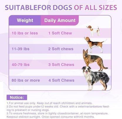Dog Allergy Chews, Itchy Skin & Hot Spot Relief with Probiotics,Peanut Butter Flavor