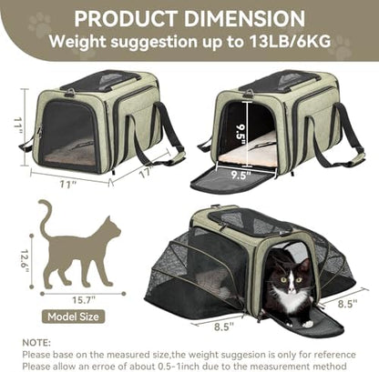 Petsfit Medium Double Expandable Cat Carrier for Cats and Small Dogs