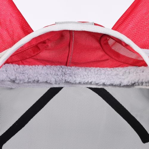 Harrison Howard CareMaster Pro Luminous Horse Fly Mask Large Eye Space Standard with Ears UV Protection for Horse Red XL Extra Full