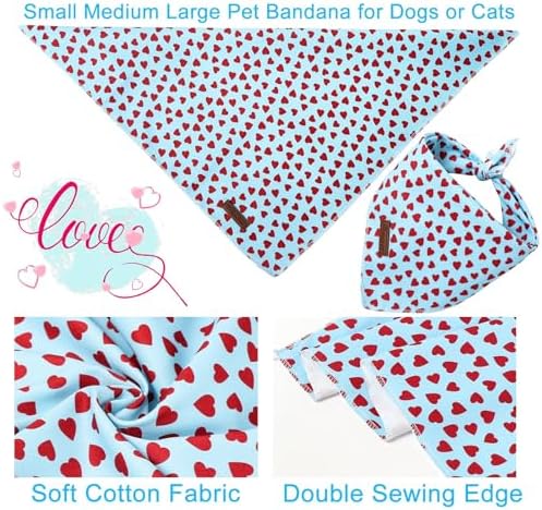 Valentine's Dog Bandana, UP URARA PUP Soft Cotton Adjustable Pet Scarf for Small, Medium, and Large Dogs, Cute and Comfortable Dog Accessory,S