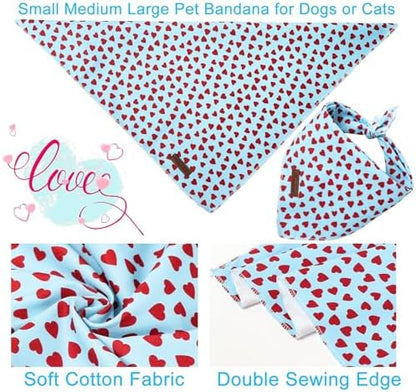 Valentine's Dog Bandana, UP URARA PUP Soft Cotton Adjustable Pet Scarf for Small, Medium, and Large Dogs, Cute and Comfortable Dog Accessory,S