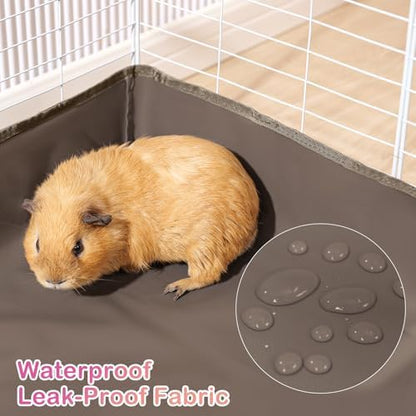 Funfurry Waterproof Guinea Pig Cage Liner,Washable Tarp Bottom Base,Cage Liners for Small Animals,Hamster Chinchilla Hedgehog Ferret Rabbit. (Tan Brown-Paw, 24" X 24")