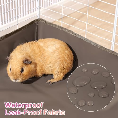 Funfurry Waterproof Guinea Pig Cage Liner,Washable Tarp Bottom Base,Cage Liners for Small Animals,Hamster Chinchilla Hedgehog Ferret Rabbit. (Tan Brown-Paw, 24" X 36")