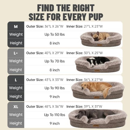 Miorun Fluffy Orthopedic Dog Beds Large Sized Dog, 48" Bolster Sofa Bed