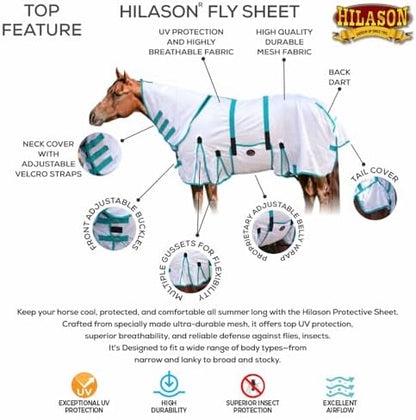 HILASON Horse Fly Sheet Breathable Mesh UV Protection Mosquito Bug Summer